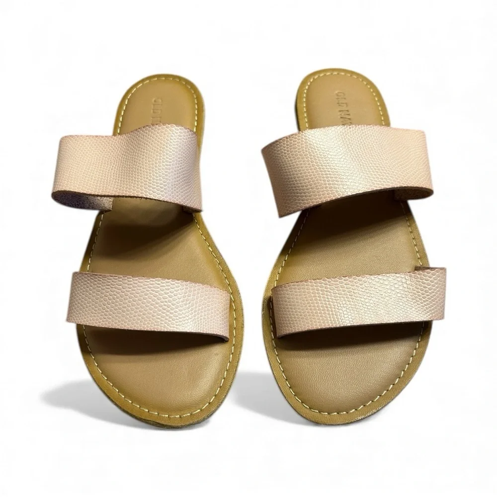 Old Navy Blush Pink Double Strap Slide Sandals Women’s 7 Summer - Picture 3 of 9